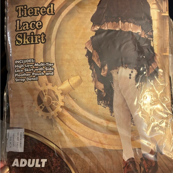 Spirit Halloween Steampunk Tiered Skirt and Peasant Blouse Costume Set, Sz L - Picture 2 of 16